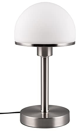 Trio Leuchten Tischleuchte Joost II 592300107, Metall Nickel matt, Glas opal weiß, exkl. 1x E27, On/Off Touch