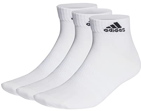 adidas Unisex Kids Thin and Light 3 Pairs Ankle Socks, White/Black, 31-33
