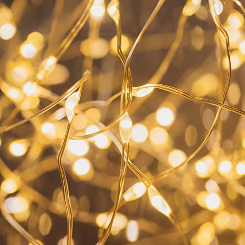 100 LED Micro Solar Lights - Warm White 8 Funtion Waterproof Decorative Lights - Outdoor String Lights - Garden Tree Patio Home Wedding Lighting