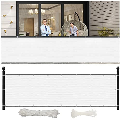 NINGBAI Cache Vue Balcon 140 x 1000 cm Écran Brise-Vue, Pare-Vue De Jardin, Habillage De Balcon Nombreuses Tailles et Couleurs, Facile a Poser pour Balcon et Clôture Porches, Blanc