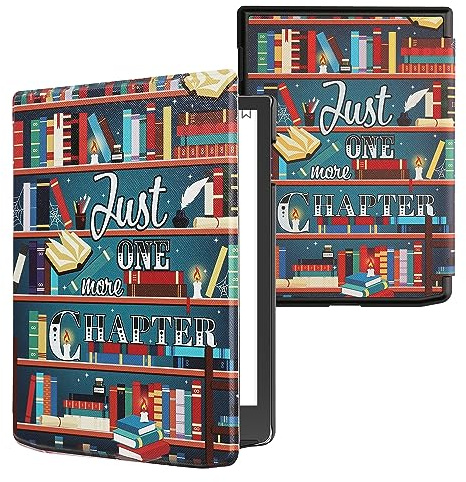 Kwmobile fodral kompatibelt med Pocketbook InkPad 4 fodral - läsplatta fodral - bibliotek motto flerfärgad