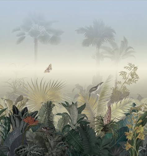 Livingwalls non-woven tapet med jungledesign i beige, grönt, grått - dekorativ panoramatapet med motiv 2,80 m x 2,65 m XXL väggbild - 392701