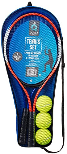 U.saf 2 Player Junior Tennis Set, 2 Rackets 2 Balls & Carry bag, Kids Outdoor Summer Tennis Sport Fun Game, Lightweight Tennis Set Perfect For Young Athletes (Multi-Coloured)