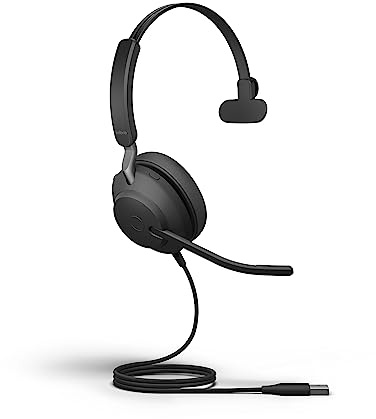 Jabra Evolve2 40 SE Wired Mono Noise-Cancelling Headset - Features 3-Mic Call Technology and USB-A Cable - Works with All Leading Unified Communications Platforms Such as Zoom and Google Meet - Black
