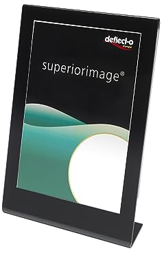 Deflecto Porte-signature incliné A5 portrait – Cadre noir, support plastique pour menus, dépliants et affiches – Lot de 6