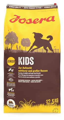 JOSERA Kids (1 x 12,5 kg) | Junior | Premium Trockenfutter für wachsende Hunde | Geflügel & Reis | zur Aufzucht größerer Hunde ab der 6. Lebenswoche | weizenfrei | Hundefutter | 1er Pack