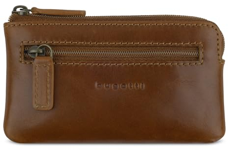 bugatti Remo Schlüsseletui mit 2 Schlüsselringen, Leder-Schlüsselmäppchen in cognac