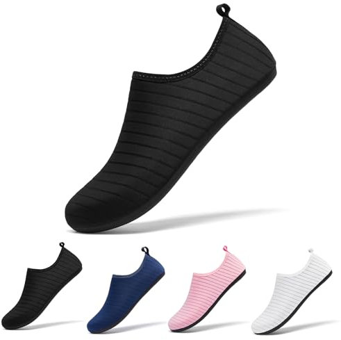 Racqua Water Shoes Beach Swim Pool Sea Surf Aqua Wet Socks Yoga Quick-Dry Breathable Weitsuit Non Slip Lightweight Shoes for Men Women Black EU36/37=UK4/5