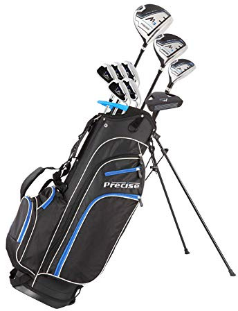 Precise M3 Petite - Set completo di mazze da golf da uomo per destrorsi (5'7 e inferiore): driver 460CC, 3 legno, 21* ibrido, 6-9 ferri da stiro, cuneo di lancio, putter + borsa e copricapo, nero e