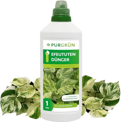 Purgrün® Efeututen-Dünger 1 Liter – Intensive Blattfärbung dank Spurennährstoffe – Stärkt die Widerstandskraft – Schneller Wirkungseintritt – Ergiebiges Konzentrat für ca. 200 Liter Gießwasser