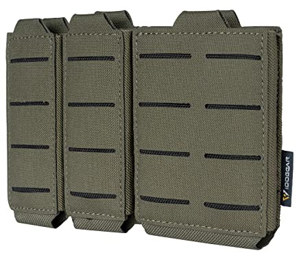 IDOGEAR Taktisk 5,56 mm magasinväska för gevär och dubbel 9 mm pistolmagasinväska Öppen topp med snabbkoppling MOLLE-kompatibel (Ranger Green)