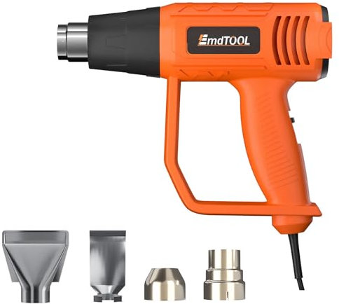 Heat Gun Electric 2000W 220V, Dual-Temperature Settings, 300℃ & 600℃, Hot Air Gun for Paint Stripping, PVC Shrinking, BBQ, Home Improvement, 4 Nozzles, Orange