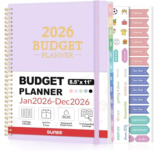 2026 Budget Planner - Monthly Budget Book from JAN 2026 - DEC 2026 with Expense Tracker Notebook, A4 Size (8.5 x 11) Bill Organizer & Finance Planner Account Book to Manage Your Finances, Purple