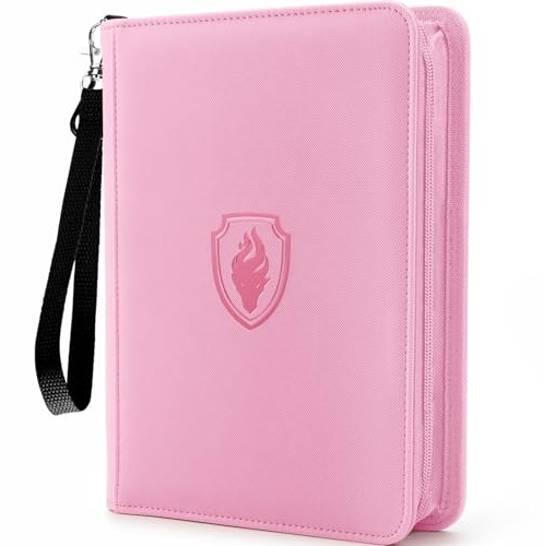 Fabmaker Premium 4 Pocket ZipCard Binder, Trading Album for 320 Cards, Portable PU Collection Binder (Pink)