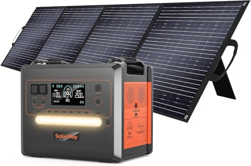 SolarPlay Tragebare Powerstation mit 400W Solarpanel, 2500W Solar Generator mit 2300Wh LiFePO4 Akku,14 Ports, 1.5h Blitzschnelles Laden,Portable Power Station für Wandern/Camping/Wohmobil/Notfall