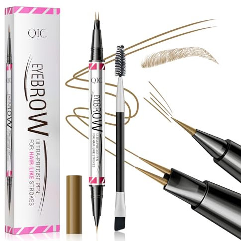 2 Stück Augenbrauenstift Wasserfest, 2-in-1 Dual-Ended Microblading Augenbrauenstift, Wischfest Eyebrow Pencil Kann Leicht Natürliche Augenbrauenfarbe (Hellbraun(2 Stück))