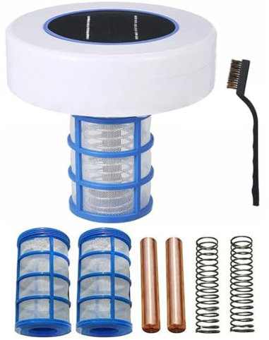 Mocturnity Purificador de agua solar para piscinas, ionizador de piscina solar, purificador de agua para piscinas, elimina algas y para spa