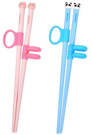 THXFUNAREA 2 Paia Bacchette Da Allenamento,Bacchette sushi bambini,Bacchette Sushi,Bacchette Per Principianti Per Bacchette Per Animali Bacchette Ausiliarie,Facile Da Tenere e Riutilizzabile,blu/rosa