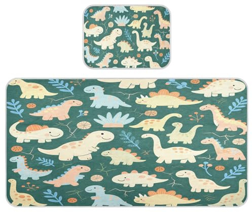 Miaozhen - Protector de colchón de bebé refrescante para cuna de 28 x 52 pulgadas, ultra suave de dibujos animados, diseño de dinosaurio, estegosaurio, cuello de serpiente, color verde dragón