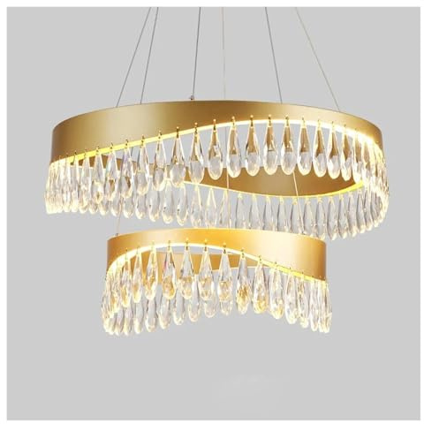 Lámpara de araña de diseño de Acero Inoxidable con Cristal posmoderno LED, luminaria de suspensión Lustre para Comedor