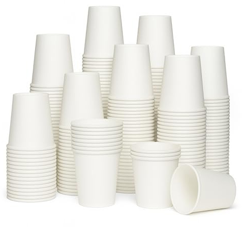 CaterCo 7oz - 1000 Pack White Paper Cups – Single Wall White Paper Cups - Disposable Coffee Cups for Hot & Cold Drinks – Eco-Friendly Biodegradable Cups for Tea, Water Vending, 200ml - (7oz x 1000)
