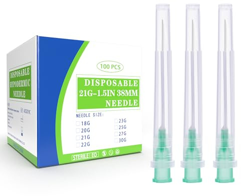 Lot de 100 accessoires de tuyaux en acier inoxydable pour laboratoires scientifiques, mesure et recharge, 21 g et 38 mm, emballés individuellement