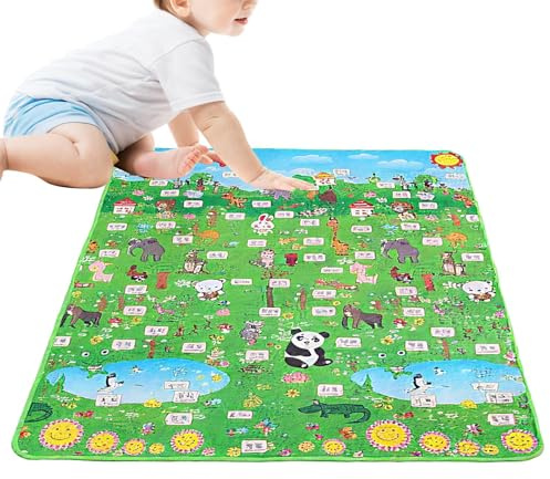 Tappeto da gioco per bambini, tappetino educativo per camera da letto, tappetino interattivo a doppio lato per gattonare, pratica, asilo, asilo, giochi al coperto, aula sensoriale, attività all'aperto