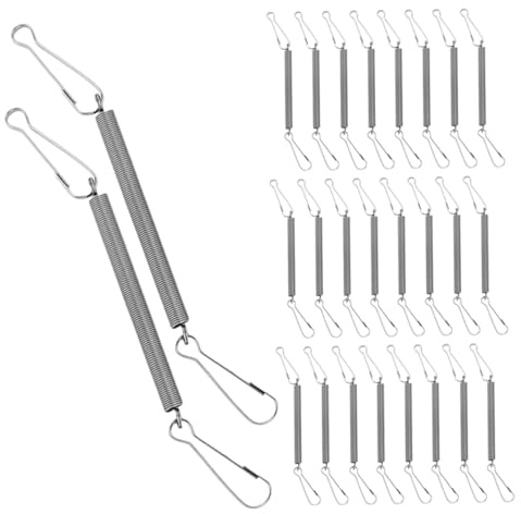WOONEKY 50pcs Stainless Steel Spring Water Dispenser Holder Small Animal Waterer Clamp Bunny Waterer Holder Hanging Water Feeder Clip Spring Clamp for Cage Silver