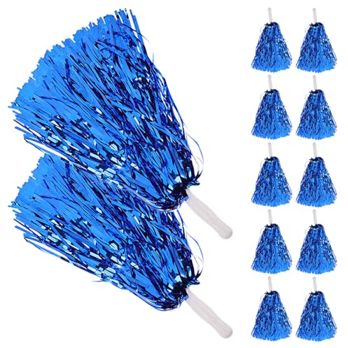 UPKOCH 20 Pezzi Cheerleading Blu con Manico Piccoli e Resistenti Pompoms Metallici Portatili per Eventi Sportivi Feste e attività Scolastiche Supporto Team e Danza