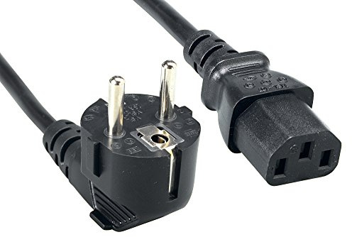 Cablelera European Schuko Right Angle Power Cord, CEE 7/7 to IEC320 C13, 6', 18 AWG, 16A, 250V (ZWACSCA4-06), Black