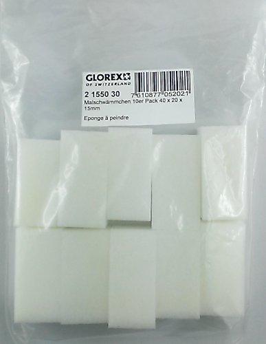 GLOREX Malschwämmchen 10er Pack, Schwamm, Weiß, 40 x 20 x 15 mm