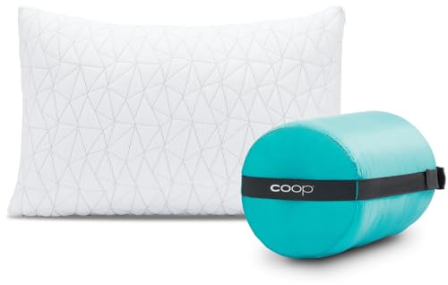 Coop Home Goods Cuscino da campeggio e da viaggio in memory foam triturato di alta qualità, con rivestimento comprimibile in viscosa di rayon di bambù – Include sacco per il trasporto e viaggi 48,3 x