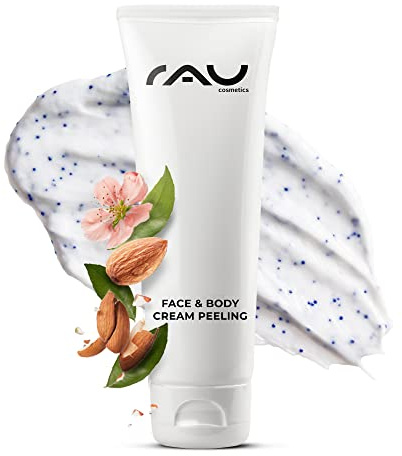 RAU Cosmetics Face & Body Cream Peeling 75 ml - Sanftes Gesichts- und Körperpeeling mit Mandelöl, Panthenol und Allantoin - Natürliche Tiefenreinigung für Normale und Mischhaut - Made in Germany