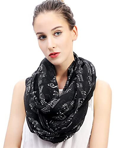 Lina & Lily foulard tube imprimé notes de musique (Noir)
