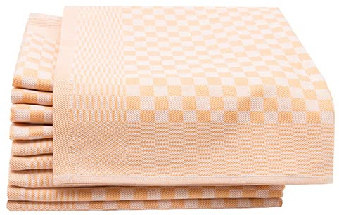 ZOLLNER 10er Set Geschirrtücher Baumwolle in 46x70 cm - super saugstarke und robuste Küchentücher – waschbar bis 60°C – in gelb kariert - Gastronomiequalität - Oeko Tex® Zertifiziert