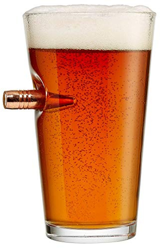 BenShot Pint Glass with Real 0.50BMG Bullet - 16oz | Made in the USA