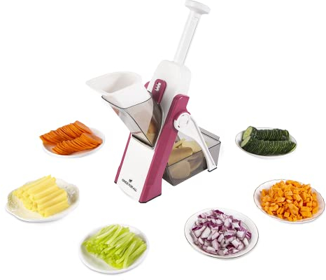 ONCE FOR ALL Gemüseschneider mit Auffangbecken, Gemüsehobel ideal als Pommesschneider & Kartoffelschneider, Zwiebelschneider Gurkenhobel - Würfelschneider, Julienner