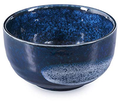 tea4chill Original japanische Matcha Schale handglasiert dunkelblau 390ml