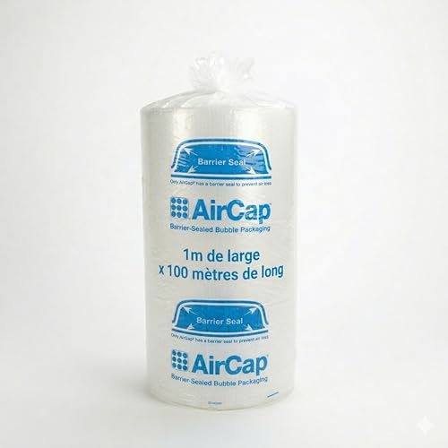 Jeco - 1 rouleau de film papier bulle Aircap 1m x 100m tri-couche avec film barrière gain de place recyclable