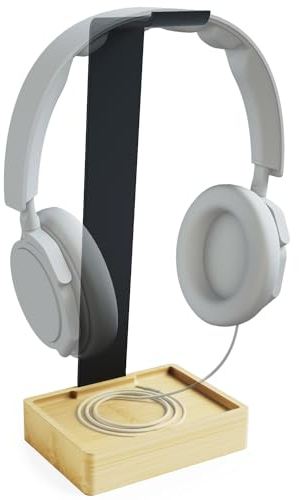 KD Essentials – Soporte para Auriculares, sin plástico, Hecho de Metal/bambú – Soporte práctico Que Protege los Auriculares y Mantiene el Escritorio más ordenado