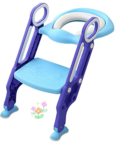 Siège de Toilette Enfant Réglable et Pliable, Réducteur de Toilette Bébé avec Marches, Entraîneur de Toilette pour Enfants avec Échelle, Matériaux de Qualité, pour Toilette de Hauteur 38-42cm
