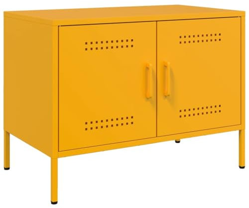 vidaXL Meuble TV Jaune Moutarde 68x39x50,5 cm Acier, Support TV, Buffet TV, Meuble multimédia, Banc TV, Armoire HiFi, Centre de Divertissement