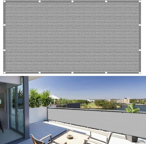 Brise-Vue Balcon Clôture 550 x 30 cm Vent Protection UV Résistant, Pare-Exterieur Cache Occultant pour Terrasse, avec Attaches Câble et Cordons, pour Piscine, Patio, Gris Clair