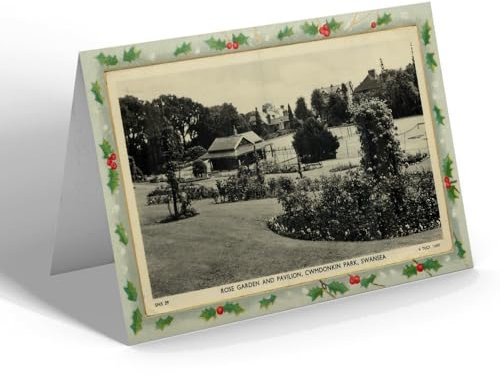 CHRISTMAS CARD - Vintage Wales - Rose Garden & Pavilion, Cwmdonkin Park, Swansea