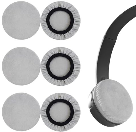 6 Couvre-Oreilles Lavables pour Casque Audio – Housses De Protection Élastiques en Tissu Respirant Gris, Diamètre 9–11 cm – Accessoire Hygiénique Idéal pour Bureau, Salle De Sport Usage Partagé