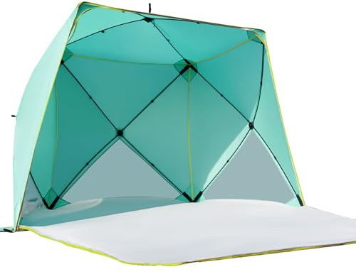 Old Bahama Bay Pop Up Beach Tent, Portable Shade Sun Shelter UPF50+ UV Protection for 4 Person Extendable Floor for Fishing Hiking Camping, Waterproof Windproof（Mint Green