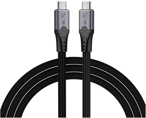 80Gbps för Thunderbolt 5-Kabel från MMOBIEL - Flätad USB-C till USB-C-Bildskärmskabel för Videoskärm 1m - 120Gbps Bandbreddsökning, 240W Laddning för iPhone 16/15, Thunderbolt 4/3, USB4, USB-C (0,3m)