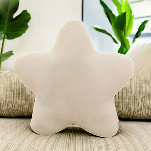 CEWROM Kuschelkissen für Kinder, Flauschiges Sternenkissen in Weiß, Weiches Dekokissen für Kinderzimmer, 30x30 cm, Kinderzimmer Deko für Mädchen und Jungen