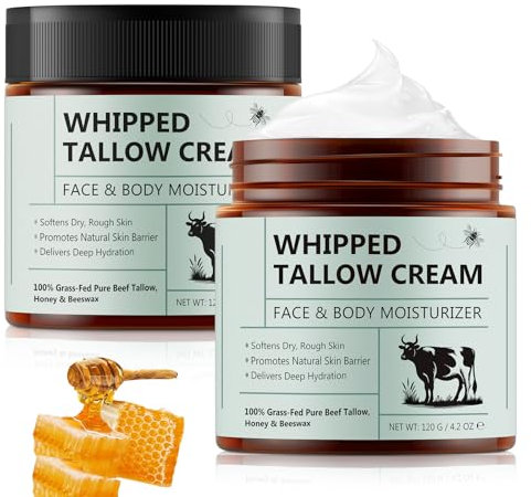 Balsamo al miele di sego di manzo per la cura della pelle, 120 g di sego di manzo crema per viso e corpo, balsamo di sego biologico nutriente con erba, idratante naturale per il viso per la pelle