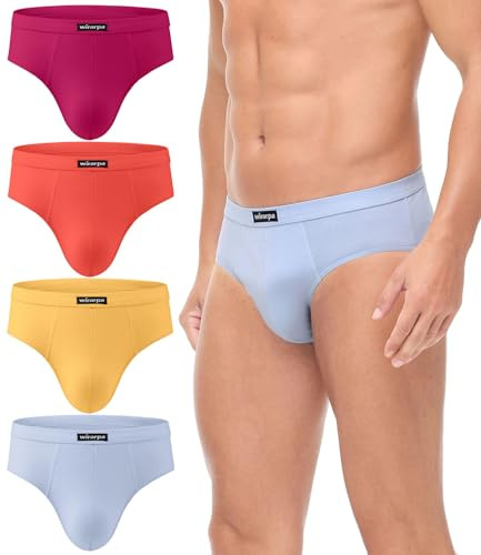 wirarpa Men's Briefs Underwear Cotton Underpants 4 Pack | No Fly, Covered Waistband, Gents Pants Multipack
